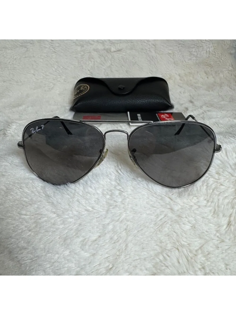 Ray-Ban Black Aviator Titanium Polarized Sunglasses